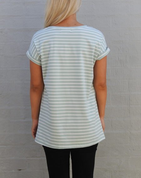 Mint Green and White Stripe Tee